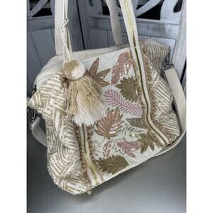 America And Beyond Sequin Embellished Floral Hand Beaded Crossbody Bag Tote